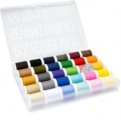 LEONIS 30 Color All-Purpose Polyester Sewing Threads 100 m / 110 yds...