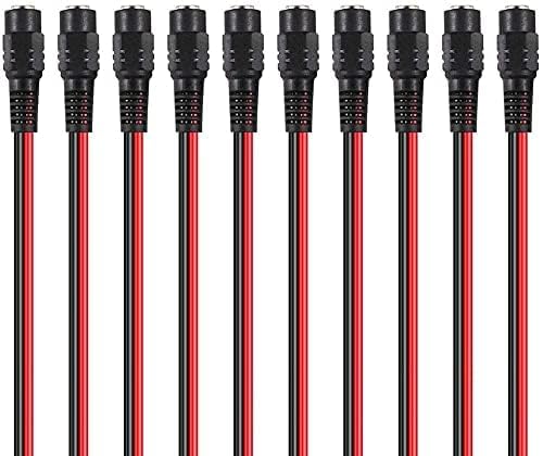 18AWG Female DC Power Extension Cable Wire 12V 2.1mm / 5.5mm Socket to Bare End Jack Pigtails Connector Cord For CCTV Security Camera, IP Camera, DVR Standalone, LED Strip, Surveillance,Pack 10-image-9