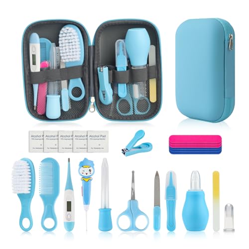 Image of Qunlions life Baby Grooming Kit, Infant Safety Care Set with Hair Brush Comb Nail Clipper Nasal Aspirator Ear Cleaner,Baby Essentials Kit for Newborn Girls Boys
