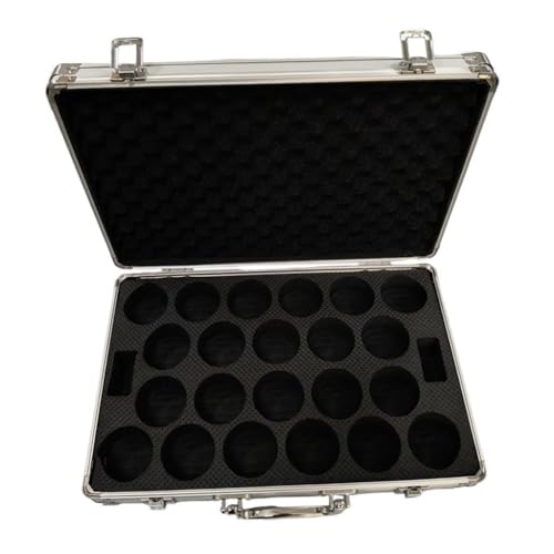 Menolana Billiard Balls Storage Box, Holds 22 Balls, Aluminum Alloy Pool Carrying Case, Snooker Balls Suitcase for Outdoor Enthusiasts
