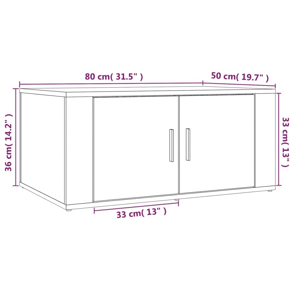 Tavolino da caffè marrone effetto rovere, 80 x 50 x 36 cm, in legno con vano portaoggetti, ripiano, cassetto e porta, per soggiorno, camera degli ospiti, ufficio, corridoio, reception