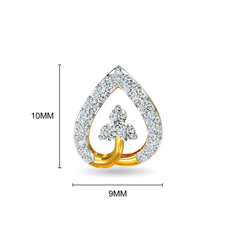 Image of KISNA JEWELS 14KT|18KT BIS Hallmark Pure Gold and Diamond Hearts Earrings For Women with Screw Back clouser
