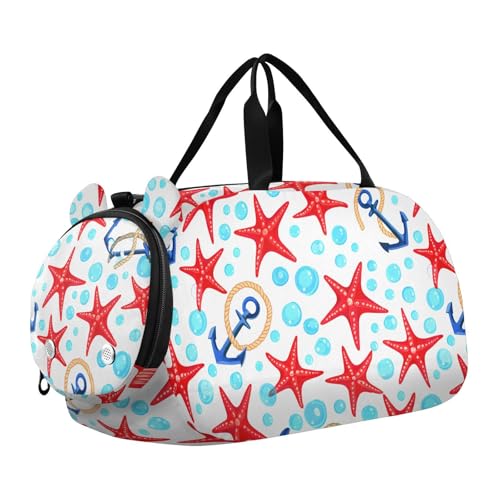Bubble Marine White Kids Travel Duffel Bag for Boys Girls Overnight Weekend Tote Bag with Shoes Compartment for Dance Gym Sports