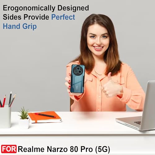 Image of CEDO Backcover for Realme Narzo 80 Pro (5G) | Camera Protection Shockproof Bumper-Edge | Acrylic Crystal Clear 360 Degree Protection TPU+PC | Transparent Eagle Back Case Cover (Black)