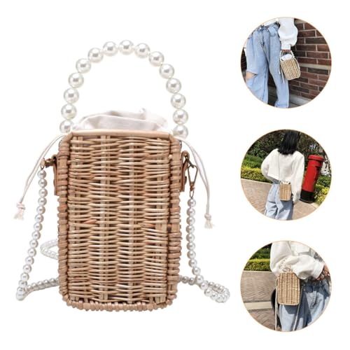 Sac bandoulière en rotin KOMBIUDA chic avec perles artisanales