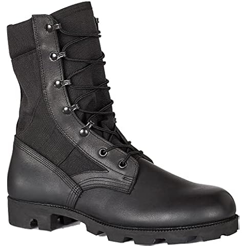 B Belleville Arm Your Feet 8 Inch Canopy Jungle Boots for Men - Highly Breathable Leather & Nylon Upper, Medial Side Drainage Vents, and Classic Panama Outsole Tread, Black - 9.5 W Cover