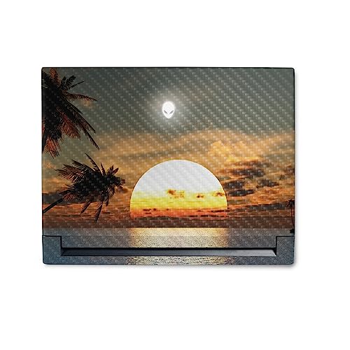 Image of MightySkins Carbon Fiber Skin Compatible with Alienware M18 R1 (2023) Full Wrap Kit - Tropical Sunset | Protective, Durable Textured Carbon Fiber Finish | Easy to Apply | Made in The USA