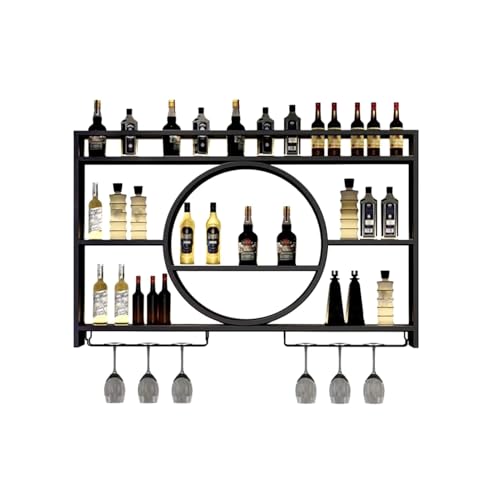 Awoyep Regal Metall Weinregal Hängend Flaschenregal: Bar Regale Wand Wandmontierte Weinregale Für Bar, Restaurant, Indoor (Schwarz, 120 * 15 * 80)