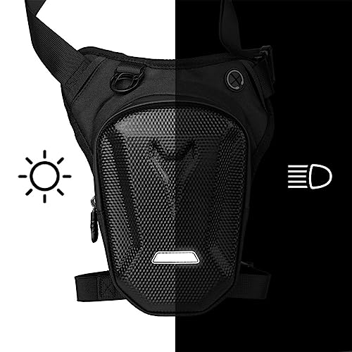 CalmGeek Beintasche und Bauchtasche 2 in 1, Oberschenkeltasche Motorrad Tasche Motorrad Beintasche für Herren und Damen, Hartschalen Beintasche, für Motorrad Reiten Wandern Angeln (Schwarz)
