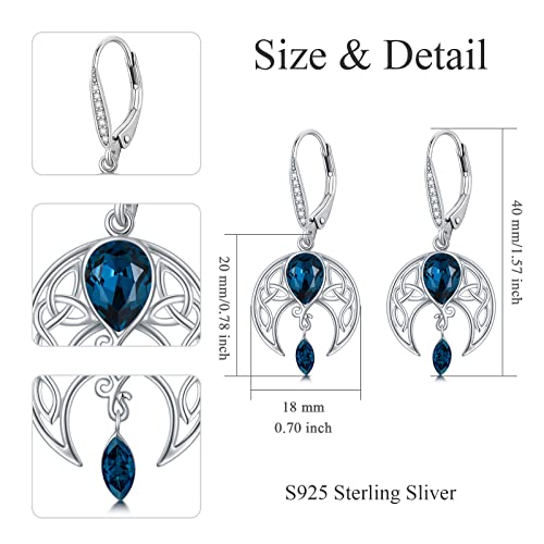 Aoboco 925 Sterling Silver Celtic Moon Leverback Dangle Drop Earrings, Birthday Jewelry Gift For Women Girls #TOP3