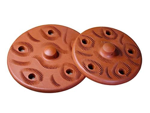 Terracotta Weighted Plate for Grape Leaf Roll Dolma Dolmades Tolma Warak Enab - PACK of 2 - Perfect Tool for Stuffed Dishes! - IMPROVED SPECIAL EDITION