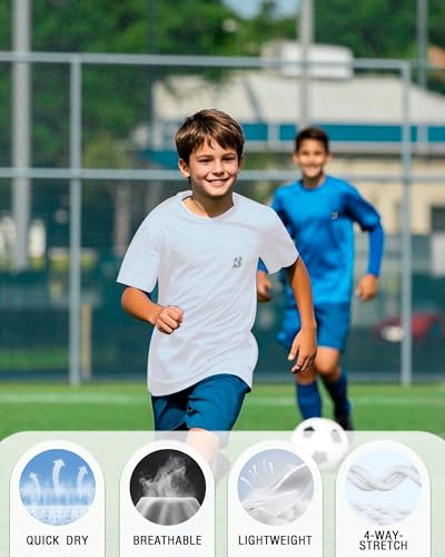 Roadbox Boys Compression Shirt, Youth Short Sleeve Undershirts for Basketball Baseball Soccer, Quick Dry Athletic Base Layer4