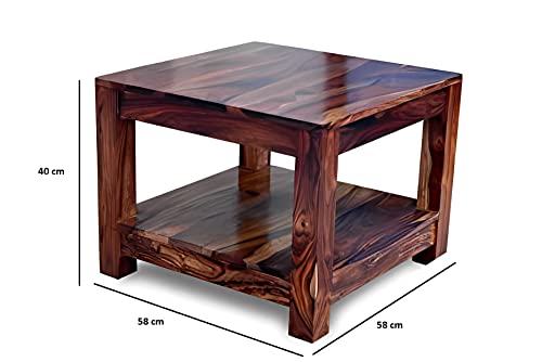 Image of Douceur Furnitures Solid Sheesham Wood Coffee Table for Living Room | Wooden Centre Table & Tea Table for Hall, Bedroom, Home, Office, Hotel & Cafe | Natural Brown Finish