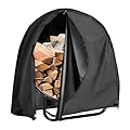 IC ICLOVER 48 Inch Firewood Log Hoop Cover Only, 600D Heavy Duty Outdoor Log Round Rack Cover, Waterproof Wood Ring Trap Pile Holder Storage Cover with Double-through Zipper & Wind Proof Buckles
