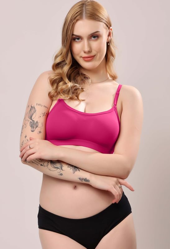 Image of London Hills Women's Cotton Sports Bra for Women Solid Bra Wireless & Non Padded Full Coverage Soft Hold Straps Super Combed Cotton Elastane Stretch Full Coverage Slip-On Active Bra