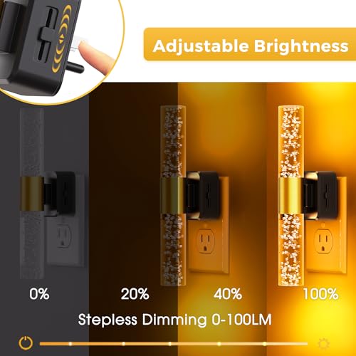 Image of L LOHAS LED Amber Night Light, Bubble Acrylic Night Lights Plug into Wall, 180 Rotating Nightlights, Yellow Nightlights Dimmable, Light Sensor, Sleep Light for Kids Bedroom Bathroom Hallway, 1-Pack