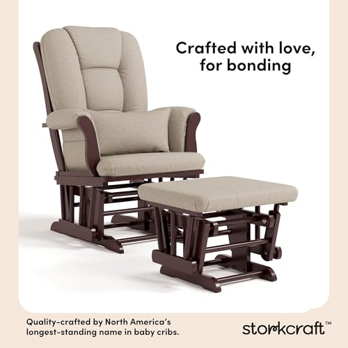 Image of Storkcraft Tuscany Glider & Ottoman and Lumbar Pillow, Espresso /Taupe Swirl