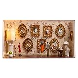 Design classico per pareti: Le mini cornici vintage funzionano come decorazione stratificata e tridimensionale, arricchendo l'arredamento della parete con un fascino senza e completando gli decorativi moderni nelle composizioni artistiche per soggiorno, per un aspetto estetico raffinato.