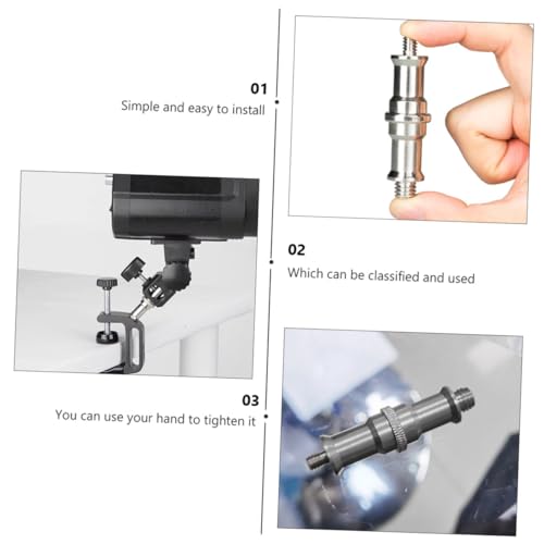 Adaptador de tornillo de metal plata de 1/4 a 3/8 con roscado preciso para trípode 5