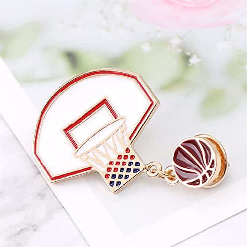 Image of MALOYANVE Basketball Stands Brooch Pin for Men Women Creative Fashion Enamel Sport Theme Pin Basketball Hoops Label Pin Badges Jacket Shirts Bag Decor