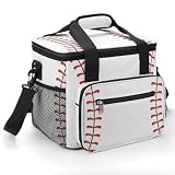 Baseball Insulated Lunch Bag, Leakproof Waterproof Lunch Box, Portable Reusable Cooler Bag with Adjustable Shoulder Strap, Soft Cooler Cooling Tote for Beach Picnic Camping Travel,13.5L