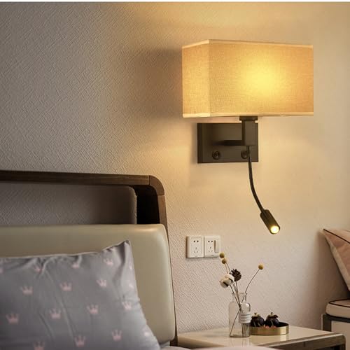 Aplique de pared con carga usb y lampara flexible de lectura orientable de 360 6
