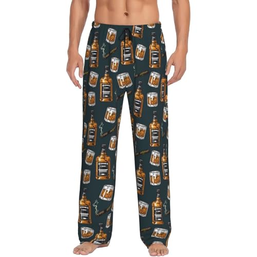 Cigar Print Adult Sleep Lounge Pajama Pants,Men Pajama Bottoms With Pockets Drawstring