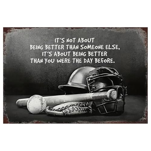 Vintage Baseball Metal Sign 12x8 Boys Bedroom Decor