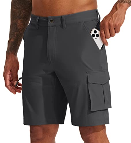 Willit Men's Hiking Cargo Shorts Golf Athletic Shorts Quick Dry Stretch Casual Summer Shorts with Pockets 9" Deep Gray 40