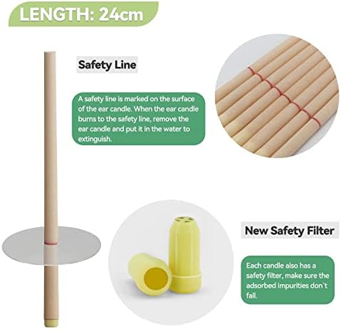 Natural Ear Candles 16 Pcs, Aucenix Beeswax Ear Wax Candles, Hopi Ear Candle with Protector Disks