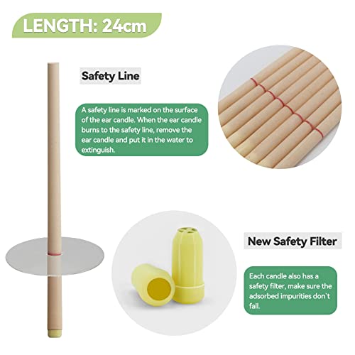 Natural Ear Candles 16 Pcs, Aucenix Beeswax Ear Wax Candles, Hopi Ear Candle with Protector Disks - Image 3
