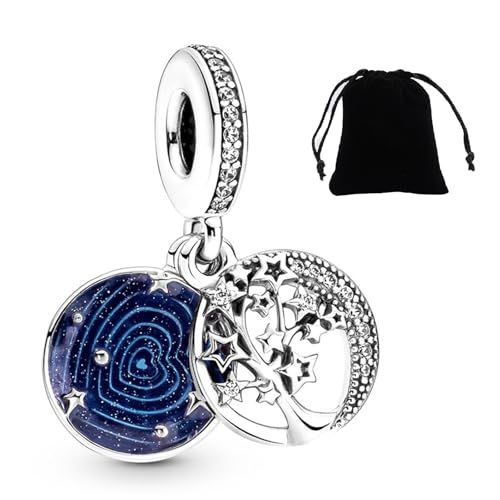 MaNeaz Bracelet Femme Charms Pour Bracelet Pandora Collier Femme Charme Perles Jumelles Pour Femmes Bracelet Collier Cadeau Avec Sac En Velours Noir Breloque En Forme De Coeur