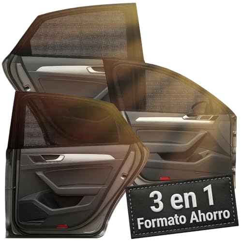 Set 3 Piezas Parasol Coche Bebé con Protección Solar UV para Niños y Bebés(1 Pieza Ventana Delantera y 2 Piezas Traseras) | Parasol Coche Lateral en 2 Densidades para Bien del Conductor
