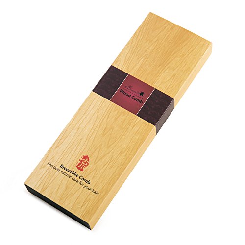 Breezelike No Static Super Big Size Rectangle Handle Sandalwood Wide Tooth Comb