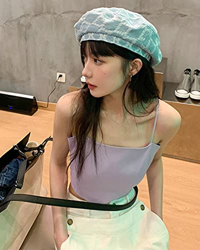 Denim Beret For Women Trendy Designer Newsboy Cap Chic Lattice Painter Hat Sun Hat #TOP5