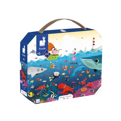 Janod - Puzle Ni&ntilde;os 100 Piezas, Mundo Submarino - Juguete Educativo Habilidades Motrices y...