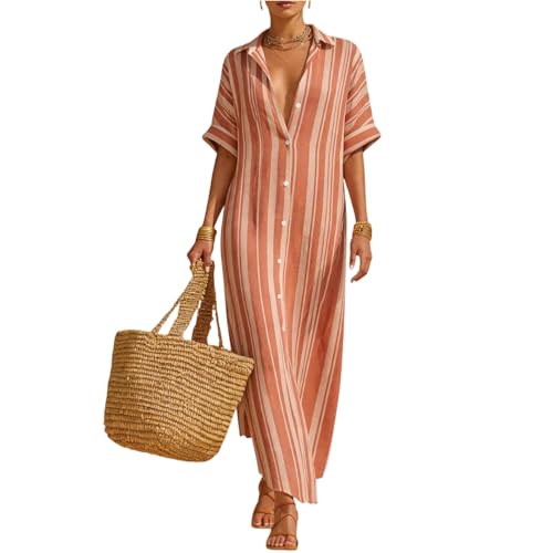 Robe fluide été pour femme avec col chemise et coupe ample style bohème