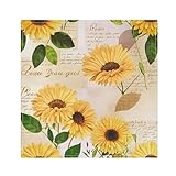Qilmy Sunflower Cloth Napkins Set of 6, Reusable Washable Polyester Dinner Table Napkins for Family, Weddings, Parties, Home Decor, 20 x 20 Inch