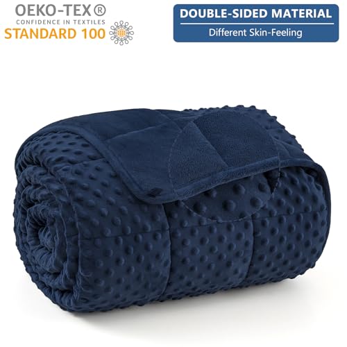Topcee Weighted Blanket King Size (20lbs 80"x87"), Minky Dots Heavy Blanket for Woman, Man Sleeping, Soft, Cozy and Cooling Weighted Throw Blankets, Machine Washable, Blue