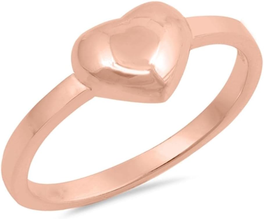 CHOOSE YOUR COLOR Sterling Silver Puffed Heart Promise Ring