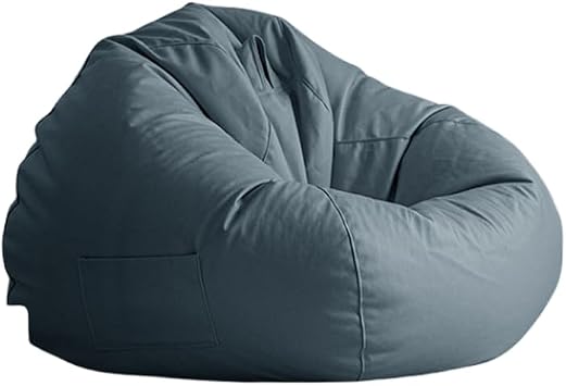 Bean Bag Chair Cover No Filler, Fluffy Lazy Sofa, Extra Large Sitting Depth Skin-Friendly Comfortable Breathable and Wear-Resistant, for Adult Teen,Blue,L