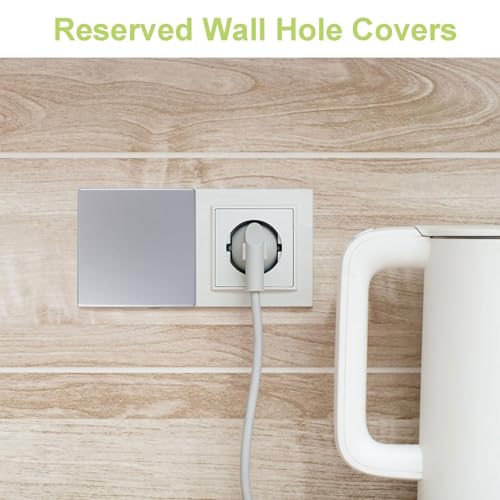 UFURMATE Blindabdeckung, Wandplatte, 8,6 x 8,6 cm, Kunststoff, schraubenlos, doppelte Blindplatte, Zweifach-Blindabdeckung, elektrische Abdeckungen für ungenutzte Steckdosen oder Schalter (Silber), 2