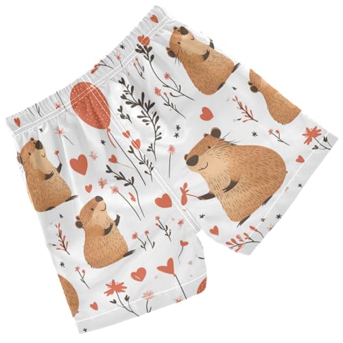 Pigsaly Boys Swim Trunks Capybara Balloon Heart Boys Board Shorts Swimsuit Swimwear Summer Bathing Suit 4T Multicolor2