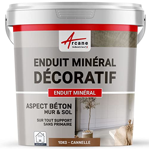 Enduit minréral decoratif interieur | Aspect/Effet beton pour sol et mur toute pièce intérieure - 10 kg Cannelle - ARCANE INDUSTRIES