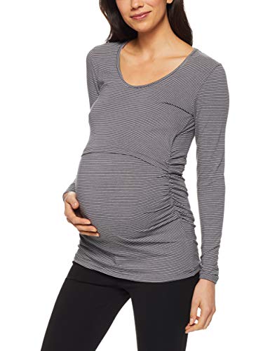 Ripe Maternity Women's Maternity Mini Stripe Nursing Tube Tee, Gunship/White, S