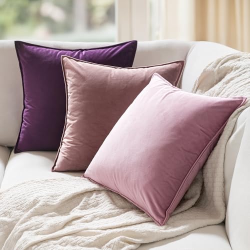 MIULEE Velvet Cushion Covers 50cm x 50cm Jam Decorative Square Throw Pillow Covers Flanges Pillowcases Soft for Livingroom Sofa Bedroom with Invisible Zipper 20 x 20 Inch Pack of 2 - Image 4