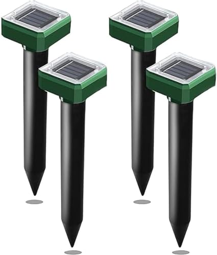 LELYFIT Repelente solar para ratas, 4 unidades, repelente de picos de serpiente, repelente ultrasónico de plagas para césped, jardín, patio, máquina de defensa de ratas