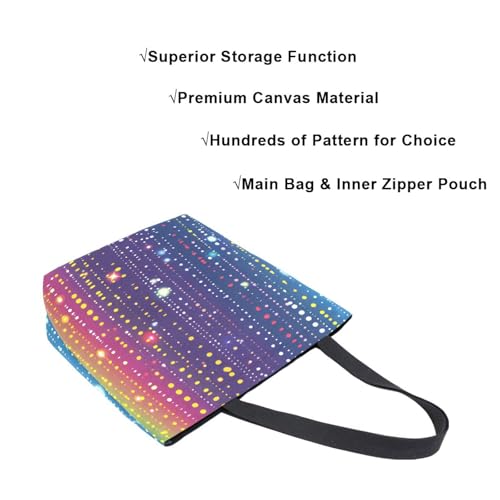 Extra Large Shoulder Tote Bag for Beach Travel Weekender Gym Dots Rainbow Pattern Reusable Grocery Canvas Shopping Bag4