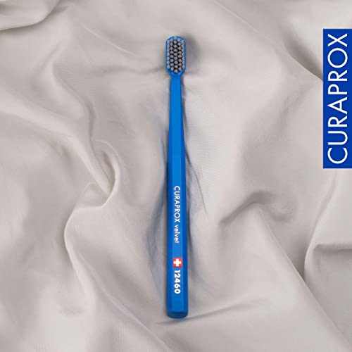 Image of Curaprox CS 12460 Velvet Soft Toothbrush - Sensitive Gum Care | Ultra-Gentle Cleaning with 12,460 Filaments | Single Pack, Royal Blue-Grey | Swiss Made