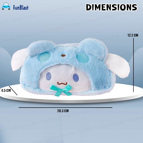 Image of FunBlast Fur Pencil Pouch for Girls - Cute Cartoon Animal Pouch, Multi-Purpose Zipper Case for School Kids, Cosmetic Pouch for Girls, Coin & Travel Pouches for School /Office (Blue-)